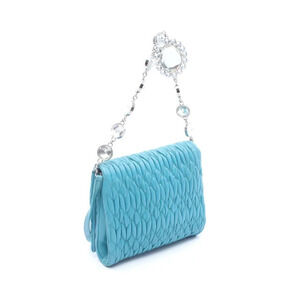 Miu Miu NAPPA Handbag Blue CRISTAL Leather